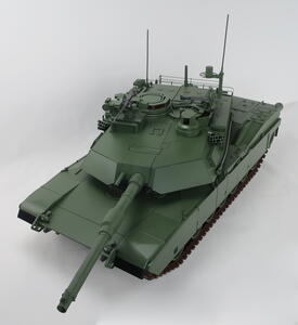 M1A2 SEPv3 Abrams tank scale model by KiwiMill, high front view showing the turret roof and 120mm main gun